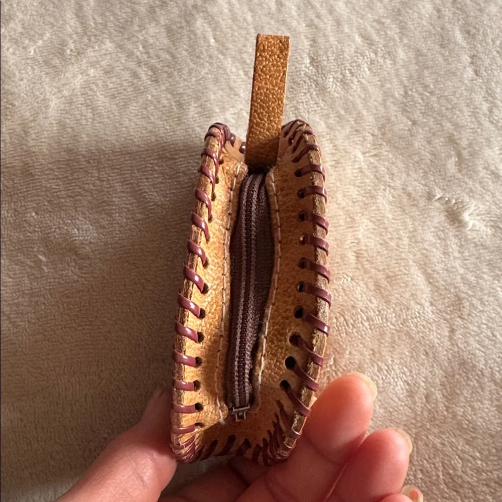 Vintage Handmade Leather Souvenir Coin Purse